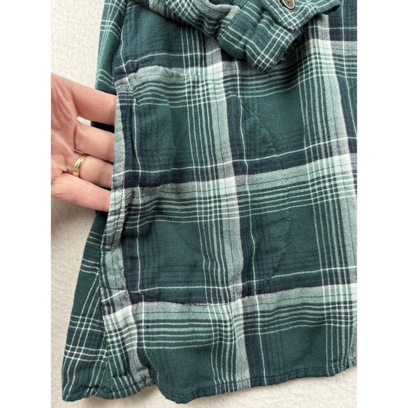 J. Jill Mixed Plaid Double Cloth Tunic Soft Button Up Shirt Green Sz Petite M - Picture 2 of 9